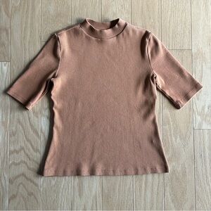 Maeve Anthropologie Pumpkin Spice Orange Ribbed Mock Neck Cotton XS